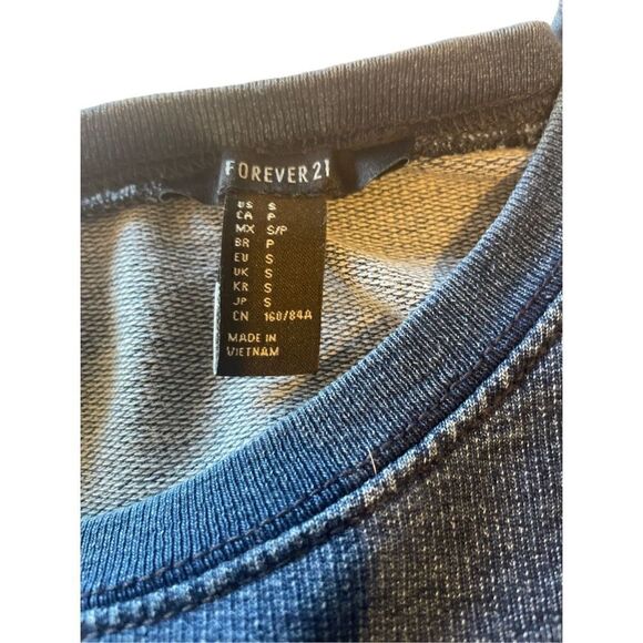 Forever 21 Women's Long Sleeve Sweatshirt Pullover Pockets Crewneck Blue Small - Picture 4 of 9